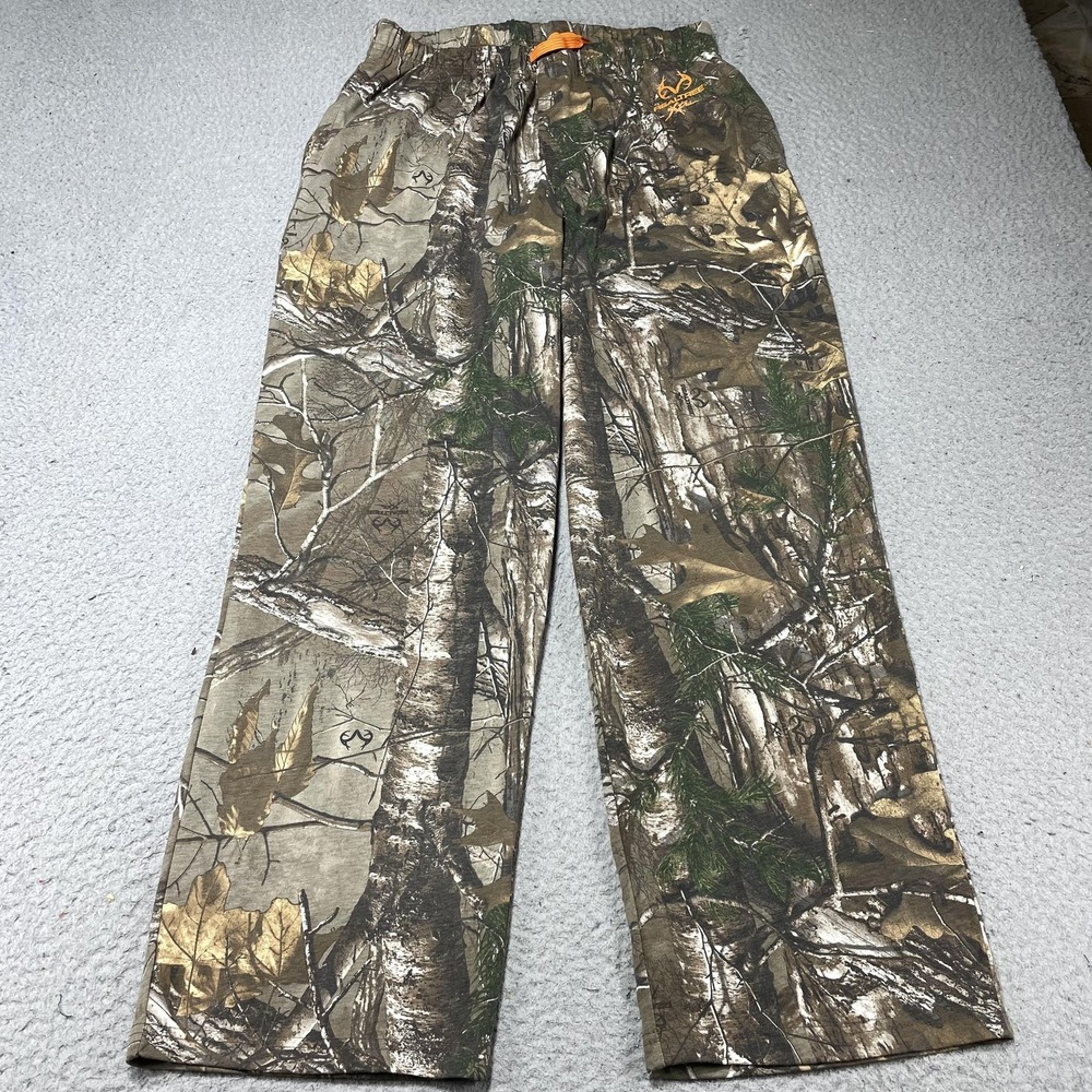 Realtree Lounge Pants Mens Large Brown Camo Elastic Waist Drawstring Hunting